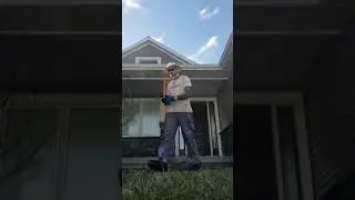 Pressure washing a residential entryway...walls overhead ceiling surfaces-