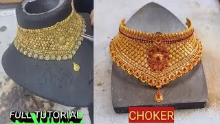 Gold Temple Choker Making Video, How i made this gold choker necklace, temple choker of 45 grams