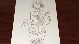 How to draw a cute anime girl body step by step | how to draw a body | how to draw anime girl 