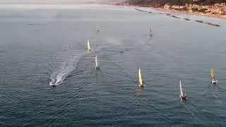 Dji mini 2 in volo a Cupra Marittima. Uscita all'alba di hobie cat 16
