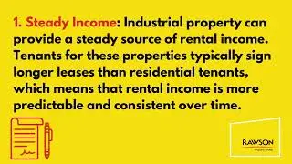 What are 4 benefits of purchasing Industrial property?