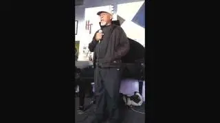 Bobby West introducing mentor, legendary drummer, Carl Burnett at a Worldstage Jazz Workshop