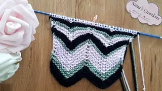 Motivo chevron ai ferri n&deg;765 / Chevron knitted pattern / Punto chevron a dos agujas
