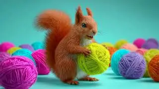 Cat TV squirrel bounces yarn