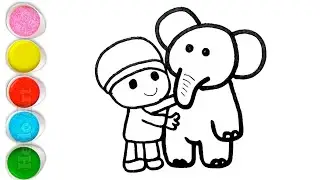 Cute Elephant and Pocoyo Drawing, Painting and Coloring For Kids and Toddlers_ Kids Art