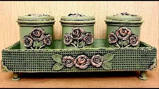 DIY /Vintage plastic cans  decoration idea/Cardboard crafts