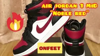 AIR JORDAN 1 MID &ldquo;NOBLE RED&rdquo; /FIRST LOOK & ONFEET