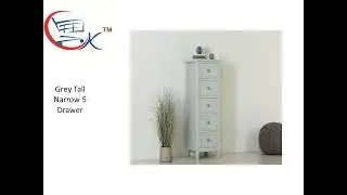 Chest Of Drawers: Grey Tall Narrow 5 Drawer