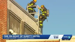 Crews respond to fire at downtown Des Moines hotel