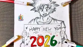 Dragon Ball Z Drawing: Happy New Year 2026 Goku Special by 12 years old