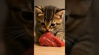 The Cutest Kitten Ever Enjoys a Raw Meat Feast #cuteanimals #CuteKitten #CatMukbang