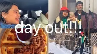 DAY OUT WITH MY BROTHER ||car breakdown, waffles , snowfall ||PEARLY DAS