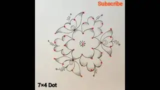 🌹Very Easy and Simple Rangoli Design 7×4🌺🌼7×4 Dot Daily Kolam🌺🌼Pandaga Muggulu🌺🌼Beautiful Rangoli