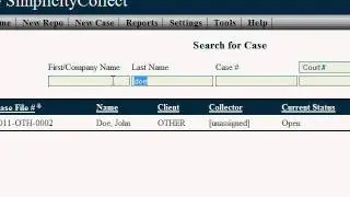 Searching for Cases - Simplicity Debt Collections Software