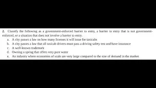 Classify the following as a government-enforced barrier to entry, a barrier to entry that is not gov