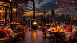 Golden Autumn Café 4K ☕🍁 Smooth Piano Jazz for Peaceful Work, Reading & Reflection 🎷