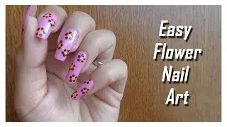 Easy flower nail art for beginners using dotting tool