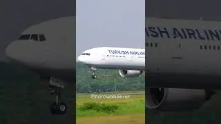 CLOSE UP TURKISH AIRLINES B777-300ER landing at Kuala Lumpur Airport #shorts #turkishairlines #b777