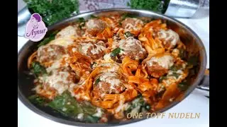 One topf Nudeln mit Frikadellen und Spinat in 15 Minuten I one pot of noodles