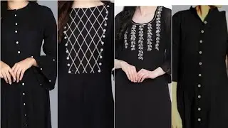 Simple Plain Black Kurti Designs|| New Black Kurti Design || Hamuz Trendz ||#Kurti #black #design