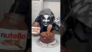 Monster takes half of the chocolate cake 😂👻 #shorts