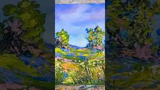 Easy acrylic palette knife landscape painting 🖼️