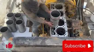 the engine liner work for heavy machine #automobile #excavator #mechanic #bulldozer #machinery