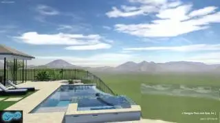 Infinity Pool and Spa with deck on hillside