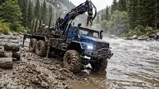 RC Logging Truck on Dangerous River Edge 🌊  Extreme RC Forestry Operation