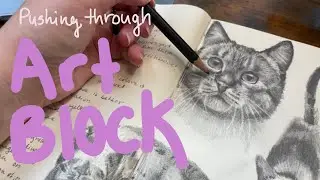 STRUGGLING with ART BLOCK | Graphite Cat Sketchbook spread