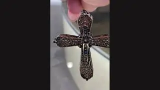Vintage 4.00cts Diamond Cross Pendant 14K Gold & Silver - GR01251125