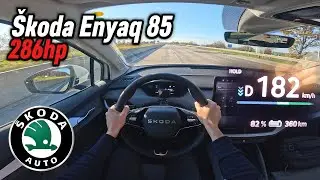 2025 Skoda Enyaq 85 (286 hp) | POV Autobahn Test Drive in Germany