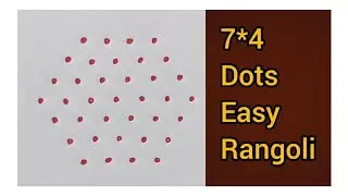 7*4 dots easy rangoli / daliy purpose easy rangoli/ kolam for beginners small rangoli 🌷 dots rangoli