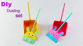 diy mini paper broom and dustpan | easy paper craft for school | origami broom and dustpan