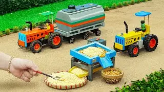 Watch how Corn & Bran Sorting Machine Works | Water Tank Tractor cleaning road | HP Mini DIY Tractor