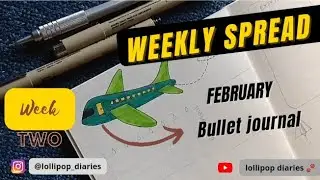 Easy bullet journal weekly spread ideas | Minimalist themes | February bulletjournal | flight theme