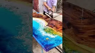 Handcrafted 3D Ocean Scene Tabletop #epoxy #resin #resintable #epoxytable #rivertable