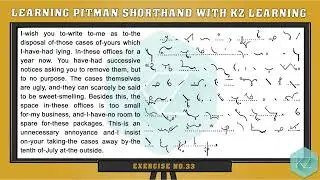 Exercise No.33 @ 60 WPM - Pitman Shorthand Dictation - KZ Learning #shorthand