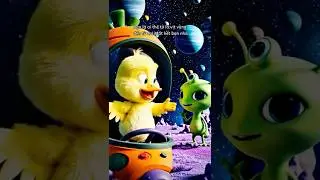 Little Duckling Flies into Space 🚀 Meets Aliens 👽 3D Animation #shorts
