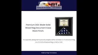 Premium USA Made Solid Wood Flag Document Case Black Finish