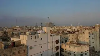4K Aerial view of old houses with mashrabiyas in al-Balad, Jeddah, Saudi Arabia