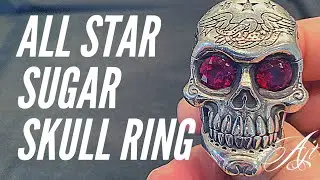 All Star Sugar Skull Ring | USA | Handmade Biker Ring | AJT Jewellery