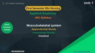 1st Sem BSc Nursing |Applied Anatomy |Unit 7 Musculoskeletal system Innominate Bone INC syllabus