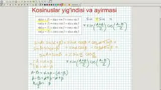 Sinus va kosinus yig'indisi va ayirmasi. Algebra 9-sinf. 40-dars