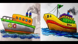 How to draw an easy ship II জাহাজ ড্রয়িং II By Colourless