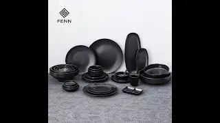 FENN Black Glazed Unique Premium Porcelain Tableware Set