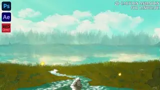 2D CARTOON ANIMATION FOR A LANDSCAPE (TRAPCODE&REDGIANT) - AFTER EFFECTS & PHOTOSHOP TUTORIAL
