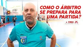 Como o arbitro de handebol se prepara para uma partida?