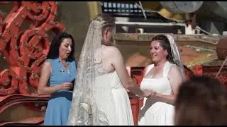 Neon Museum Wedding in Las Vegas #LGBTQCouple #QueerLove #LoveIsLove #SameSexCouple #LGBTQLove 