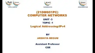 UNIT - 3_ LOGICAL ADDRESSING : IPv4